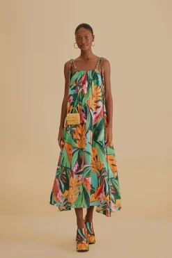 Banana Foliage Midi Dress