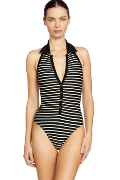 Collared Plunge One Piece Swimsuit