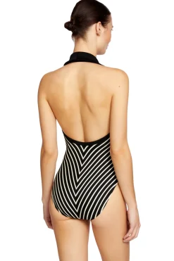 Collared Plunge One Piece Swimsuit
