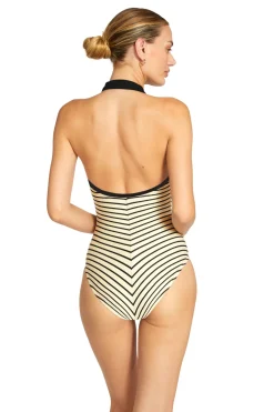Collared Plunge One Piece Swimsuit