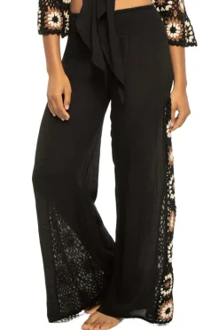 Crochet Panel Wide Leg Pants