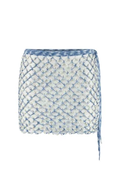 Crochet Pearl Beaded Mini Cover Skirt