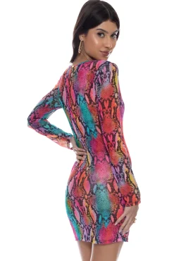 Electric Skin Long Sleeve Mini Dress