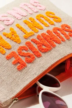 Embroidered Canvas Pouch
