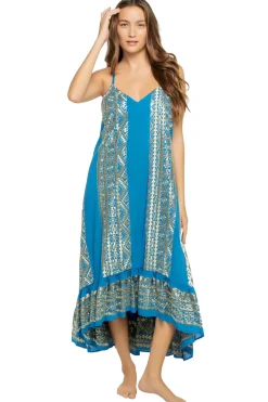 Embroidered Metallic Midi Dress