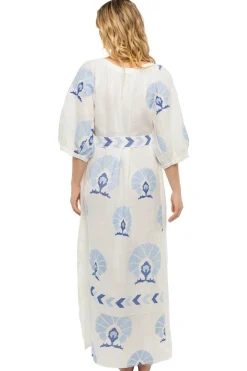 Embroidered Puff Sleeve Maxi Dress