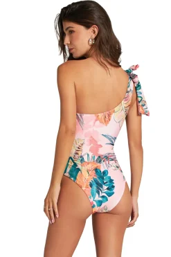 Exotic Leaves Asymmetrical One Piece Swimsuit