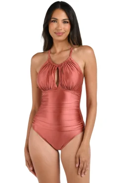 High Neck Keyhole One Piece Swimsuit