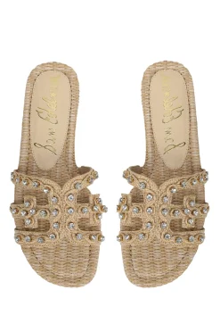 Jewel Raffia Slide