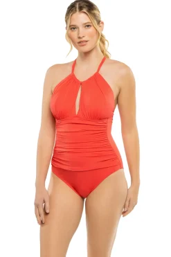 Keyhole High Neck One Piece Swimsuit