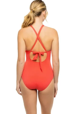Keyhole High Neck One Piece Swimsuit