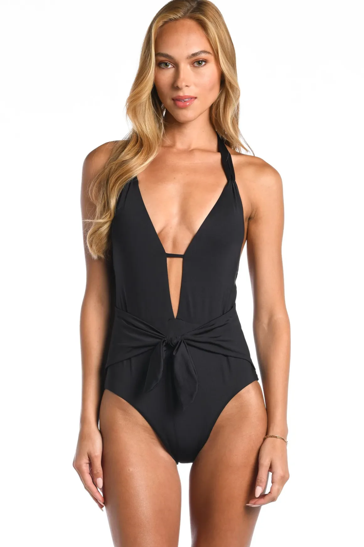 Keyhole V-Plunge One Piece Swimsuit