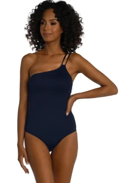 Lace Up One Shoulder One Piece Swimsuit