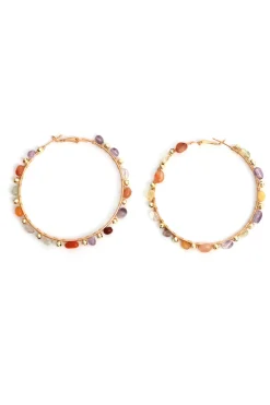 Large Stone Hoop Earrings