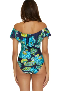 Off-The-Shoulder Ruffle One Piece Swimsuit