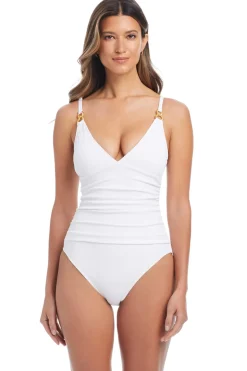 Pique Ole V-Neck One Piece Swimsuit
