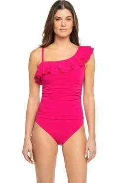 Ruffle Asymmetrical One Piece Swimsuit
