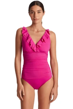 Ruffle Over The Shoulder One Piece Swimsuit
