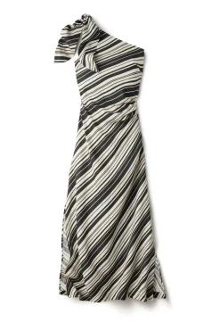 Sara Linen Asymmetrical Midi Dress