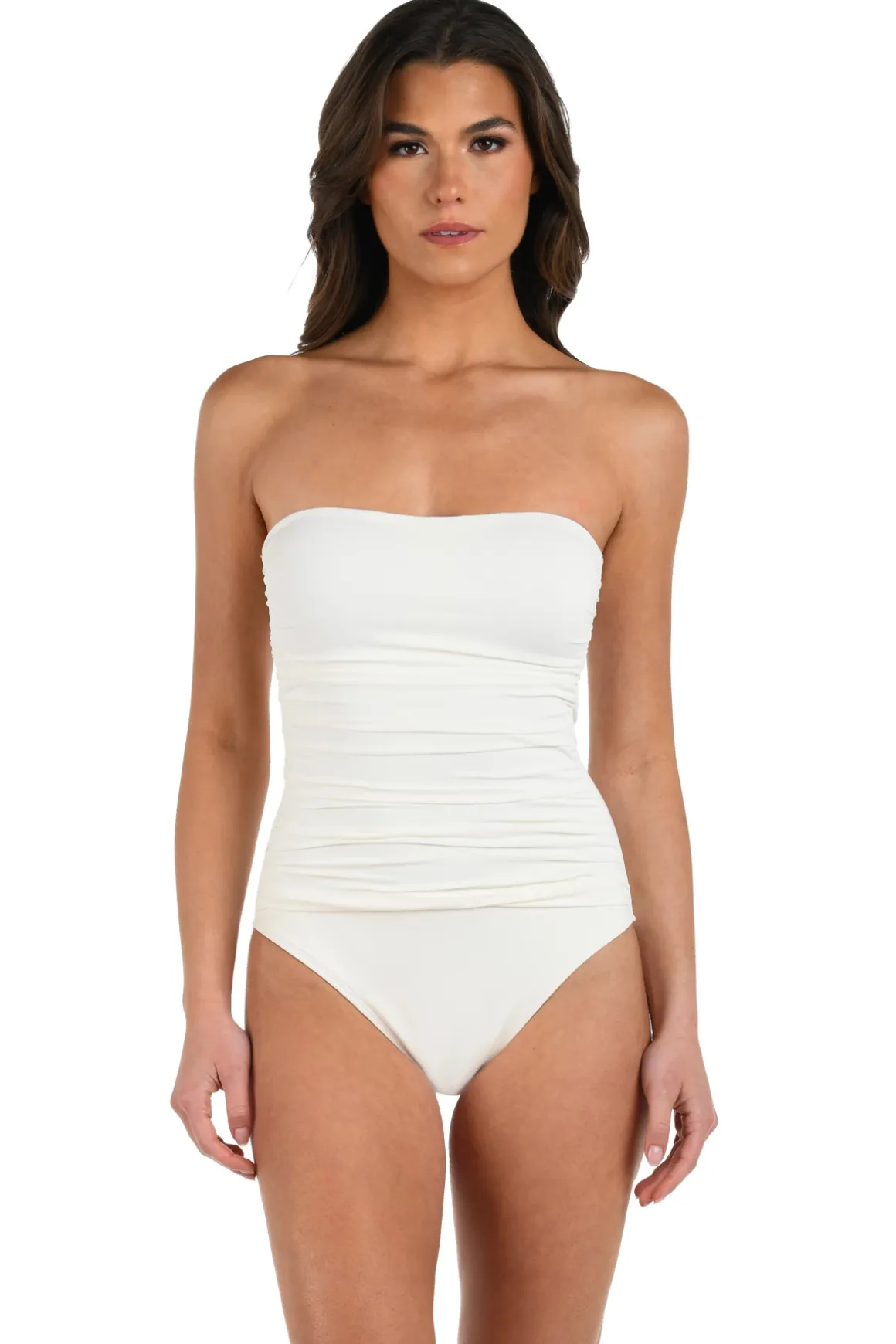 Shirred Bandeau One Piece Swimsuit