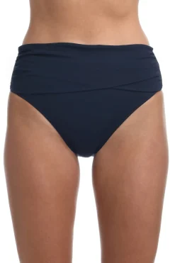 Shirred Sash Front High Waist Bikini Bottom