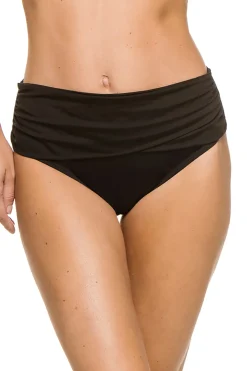 Shirred Sash Front High Waist Bikini Bottom