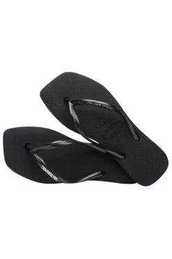 Square Metallic Flip Flops