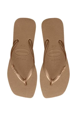 Square Metallic Flip Flops