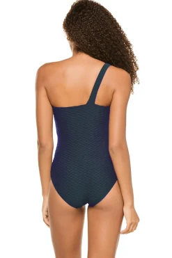 Textured Asymmetrical One Piece Swimsuit