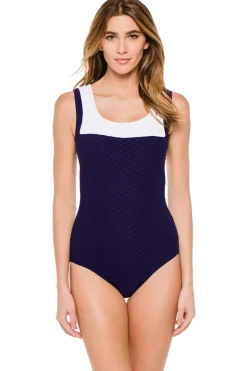 Textured One Piece Swimsuit
