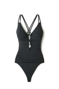 Underwire Lace Up One Piece Swimsuit