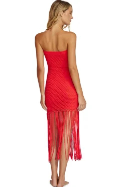 Vanessa Strapless Fringe Midi Dress