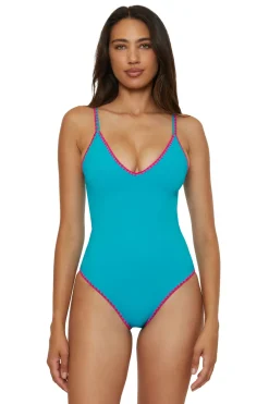 V-Neck One Piece Swimsuit