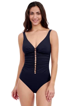 V-Neck One Piece Swimsuit (D Cup)