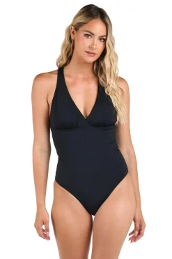 V-Neck Racerback One Piece Swimsuit